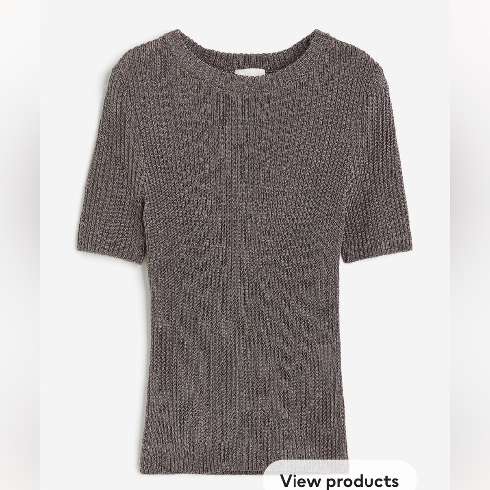 Metallic Rib Knit Sweater